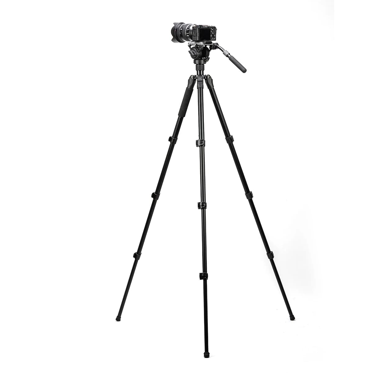 Treppiede video per carichi pesanti Treppiede per fotocamera professionale stabile portatile Treppiede per fotocamera con testa fluida con foro di estensione 1/4
