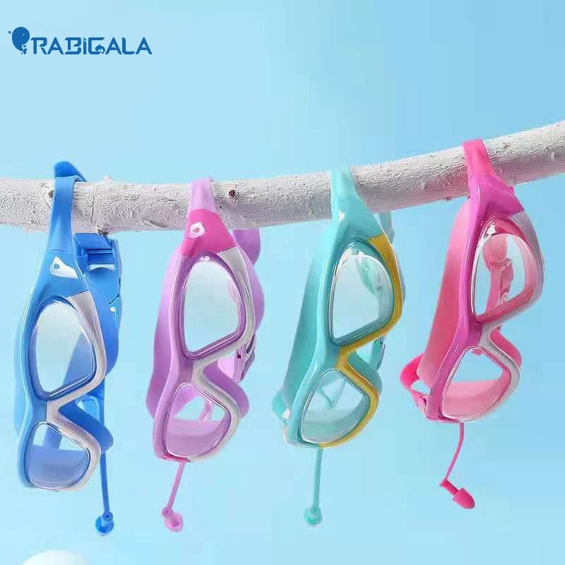 Kids swimming glasses HD boys and girls swimming glasses anti-fog with big frame comfortable silicone ear plugs also swimming