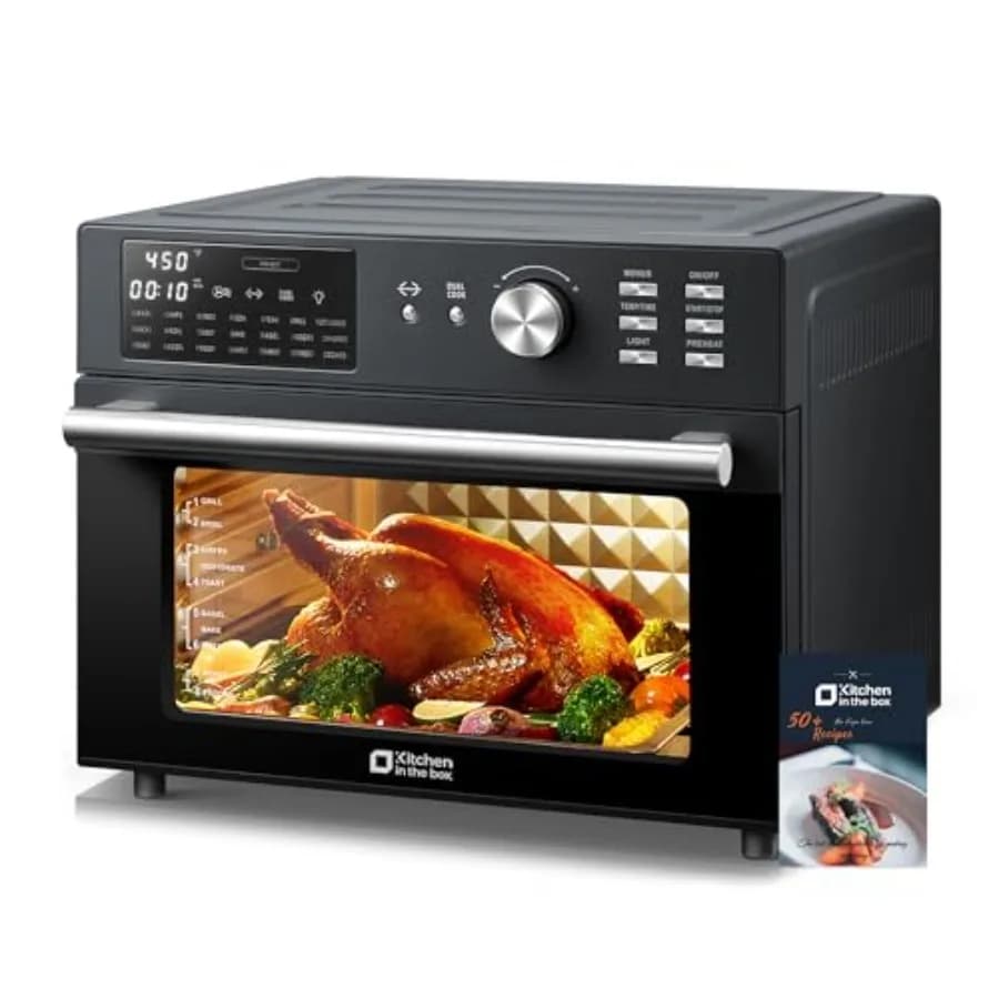 Combined Tostapane oven with 32QT, 21-in-1, 32QT Extra Large Air Fryer, from Banco, to Convection, with Turner and Dehydration Function, 6 Accessories