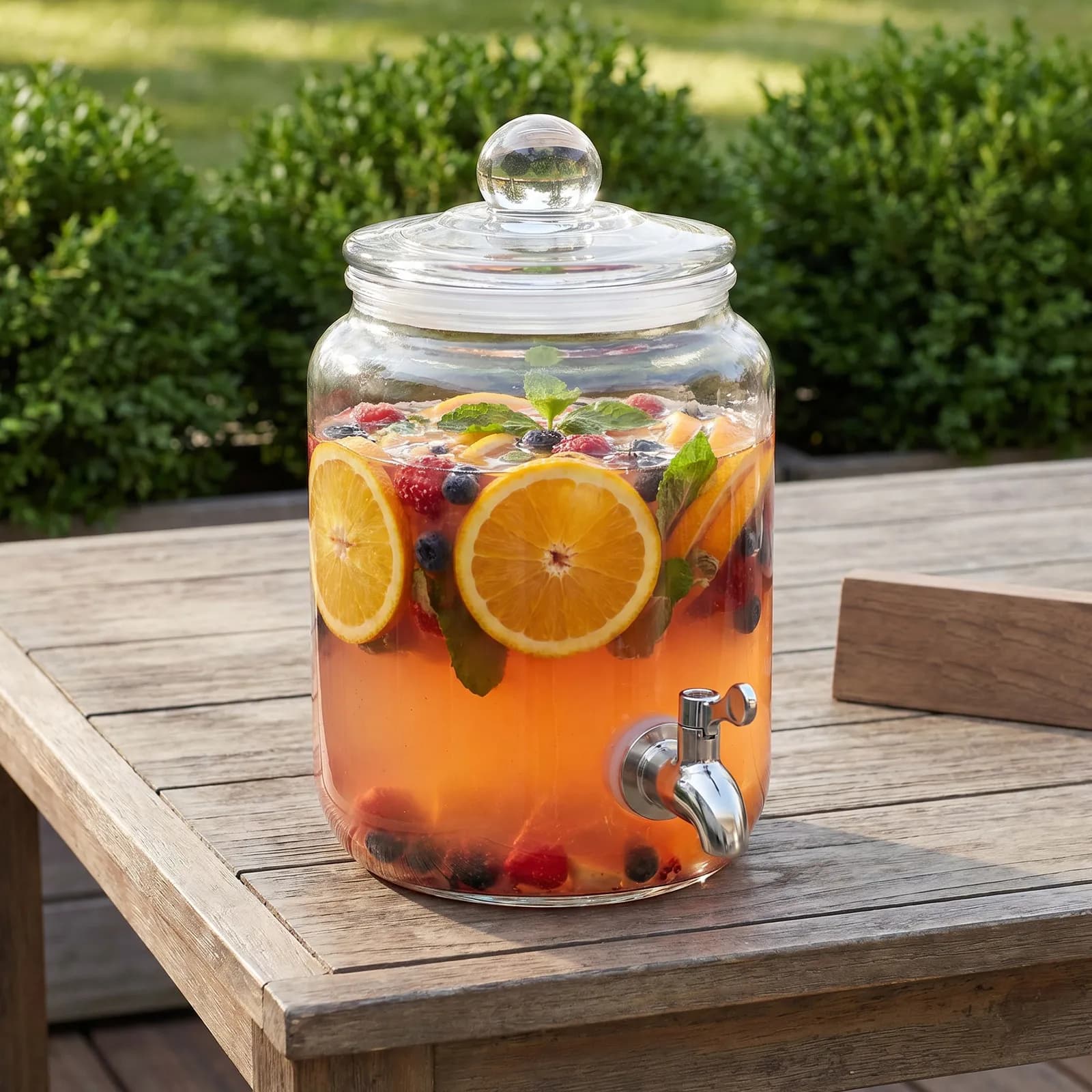 Glass Drink Dispenser Stainless Steel Spigot Clear Airtight Lid Large Capacity Beverage Container for Iced Tea Lemonade Juice