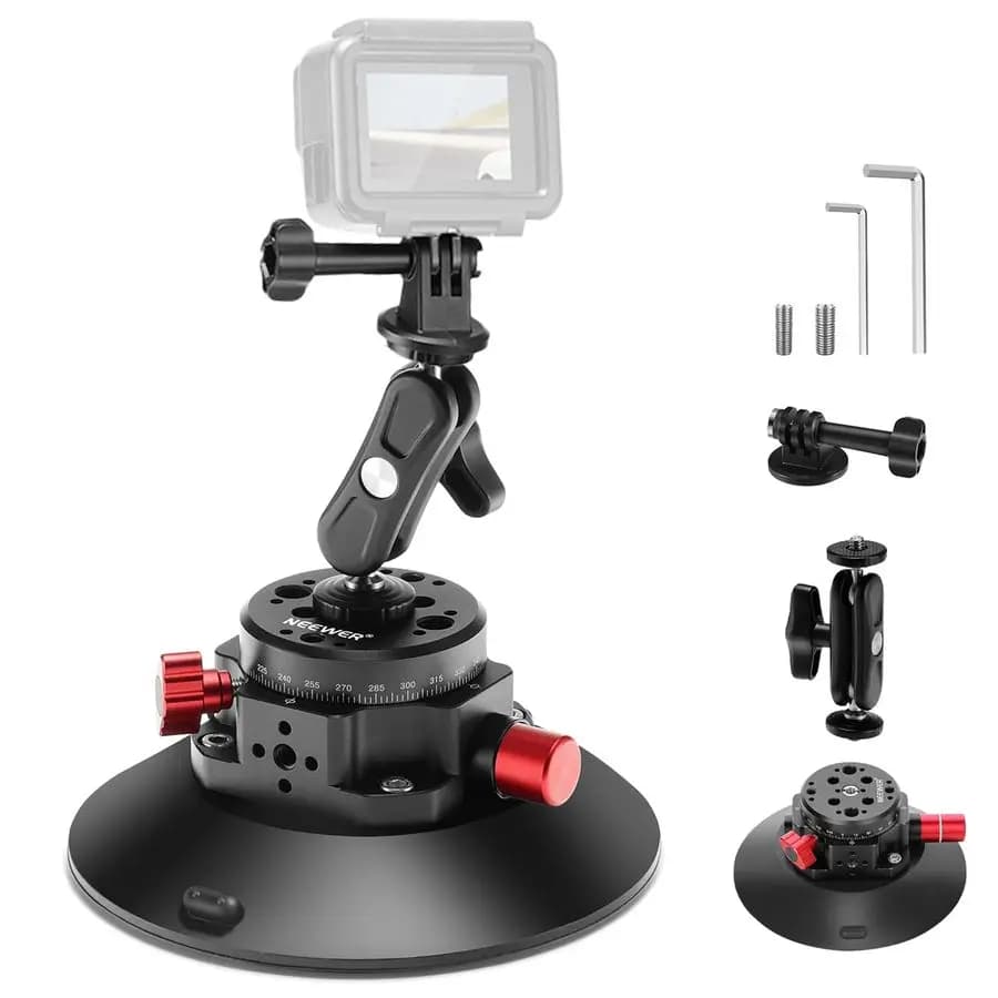 Suction cup holder for 15.2 cm camera with ball head and magic arm, metal suction cup holder for auto windscreen and dashboard for action cam