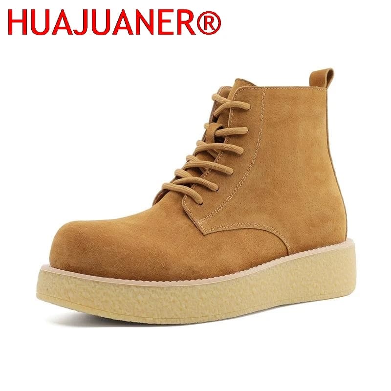 Stivali da uomo Chelsea in pelle scamosciata di marca di lusso Tacco basso Punta tonda Stivaletti formali da lavoro Comode scarpe da trekking all'aperto con suola morbida