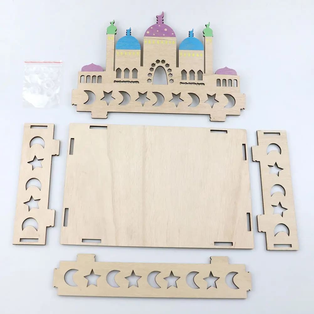 Vassoio per dolci dal design cavo in legno, per servire snack, frutta secca, ideale per Eid, Ramadan, feste e uso domestico.