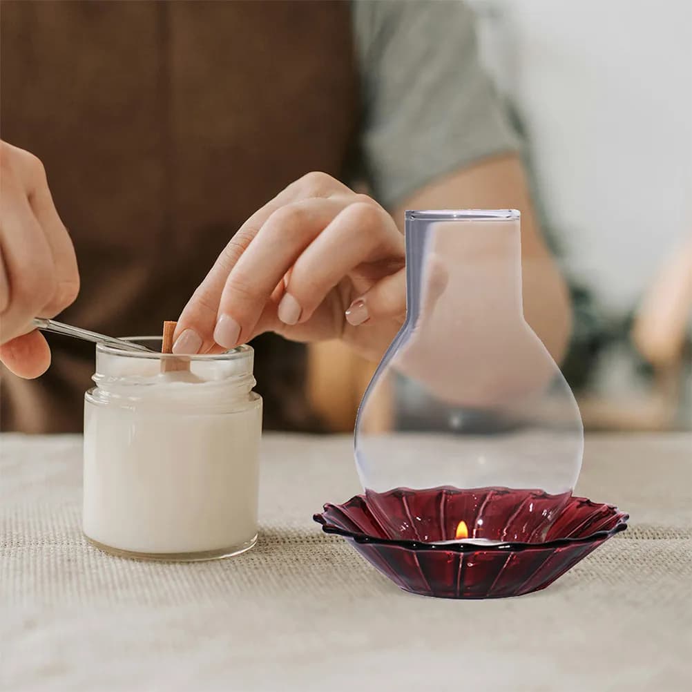 2 Pezzi Paralume in Vetro Trasparente Antivento per Candele Alte, Decorazione per la Casa e Accessori per la Sala da Pranzo