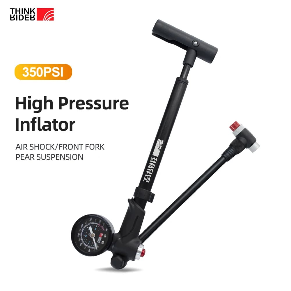 ThinkRider pompa ad aria portatile ad alta pressione 350psi per bici con manometro per forcella e sospensione posteriore ammortizzatore Mountain Bike