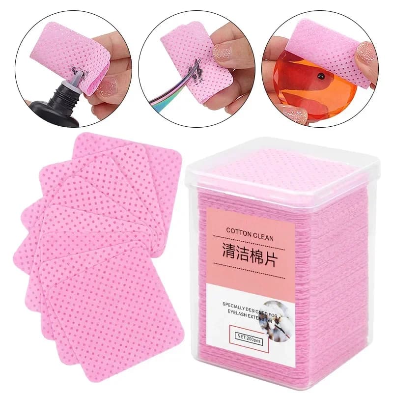 200 pcs cotton sage glue removal pads nail tips in UV gel cleaner for paper pad removal without hair tools for eyelashes makeup