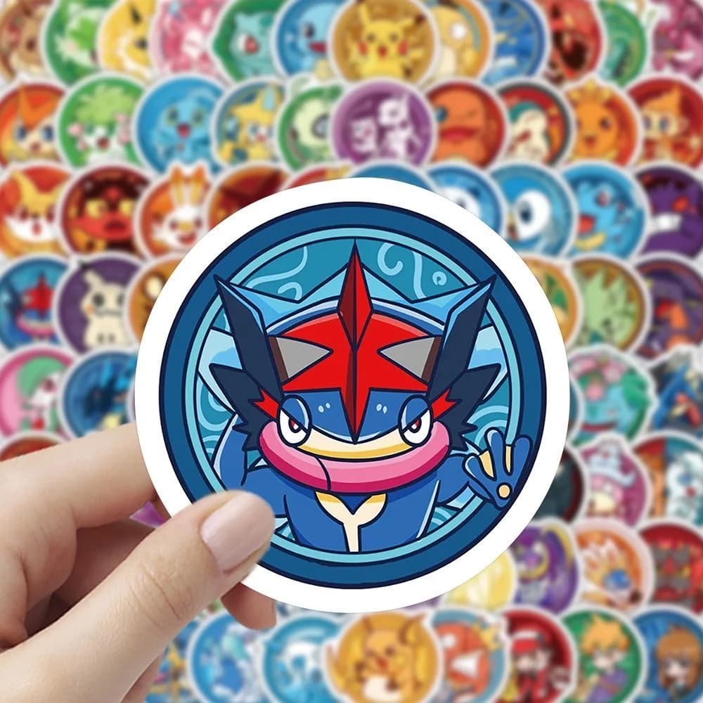 100PCS Cute Pokemon Face Stickers Kawaii Anime Waterproof Decals for Notebook Scrapbook Luggage Water Bottle DIY