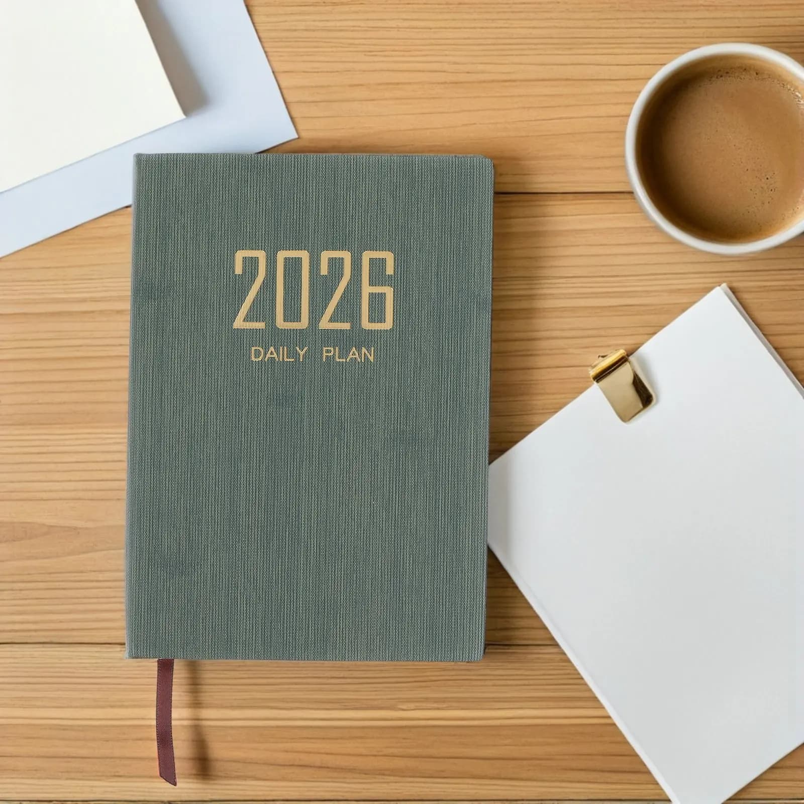 Agenda Giornaliera A5 2026 da Gennaio a Dicembre, Vista Mensile, Settimanale e Giornaliera, Carta Premium Spessa, Copertina in PU, Organizer Portatile