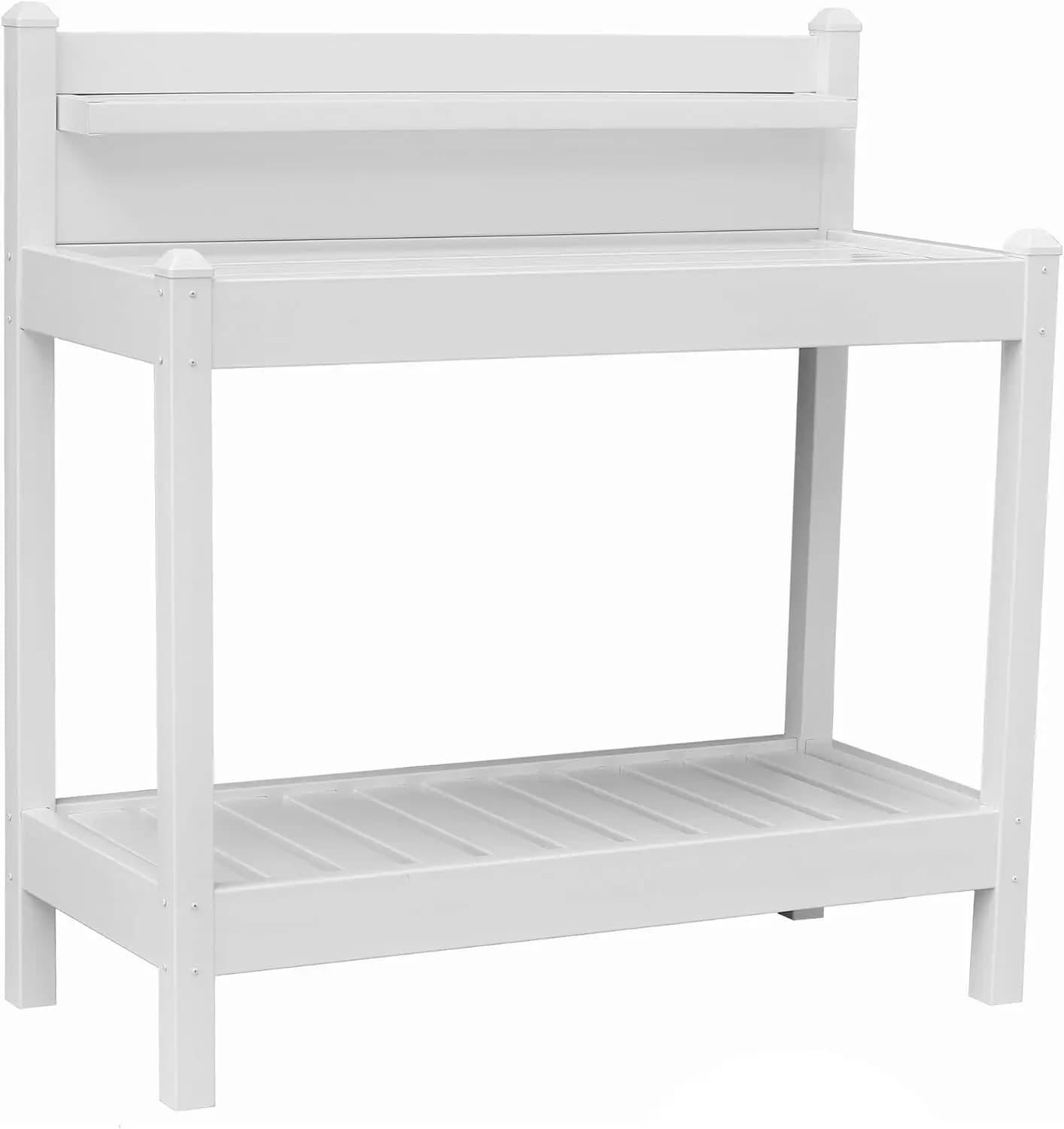 Greenfield PVC Indoor and Outdoor Plant invader bench with shelf, white