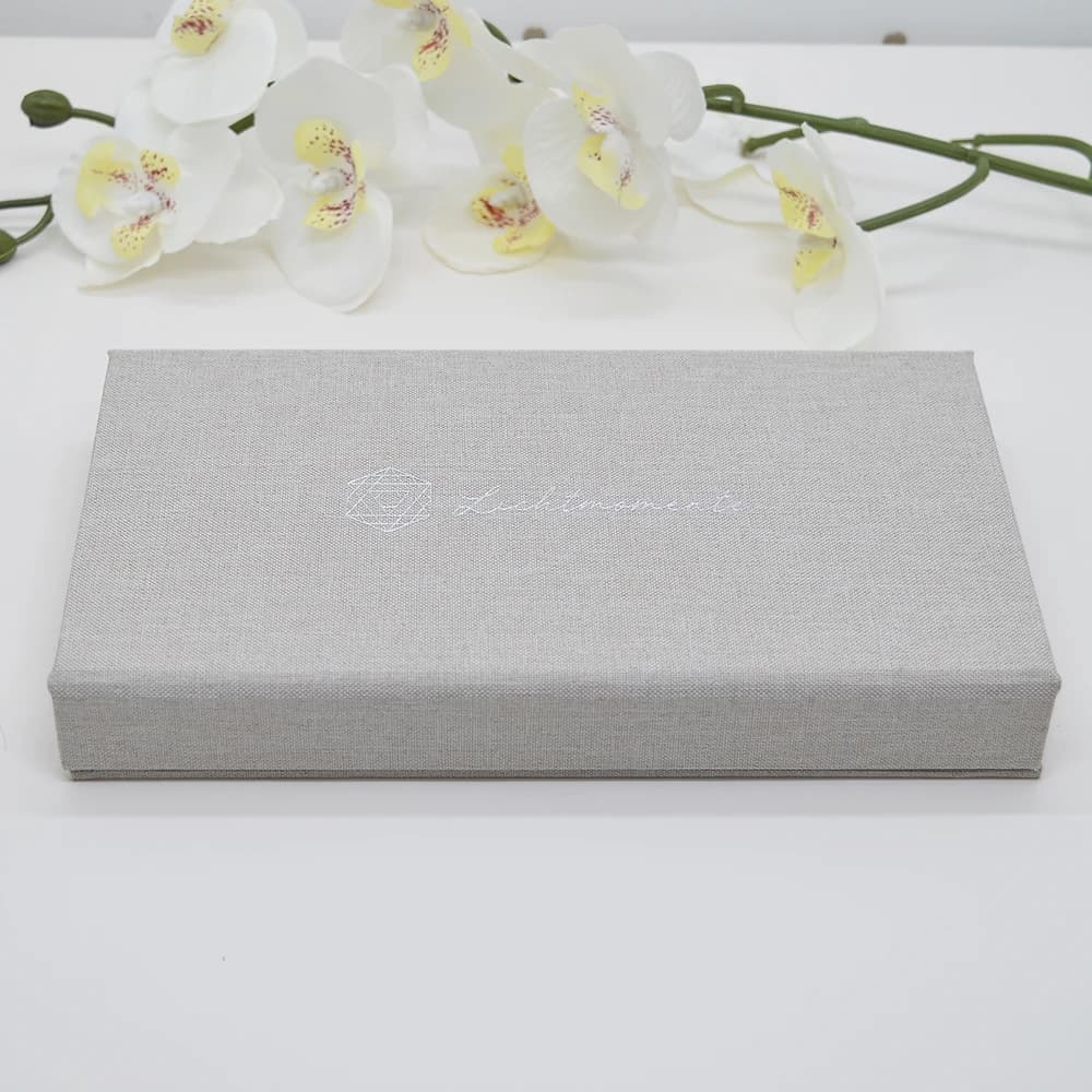 Scatola Portafoto in Lino con Slot per Chiavetta USB, Regalo per Fotografi, Logo Personalizzato sulla Copertina, Scatola per Ricordi, Regalo di Nozze