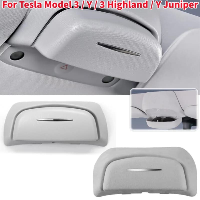 Custodia per occhiali per auto Scatola portaoggetti per occhiali da sole resistente all'usura ABS/camoscio per Tesla Model 3 / Y / 3 Highland / Y Juniper