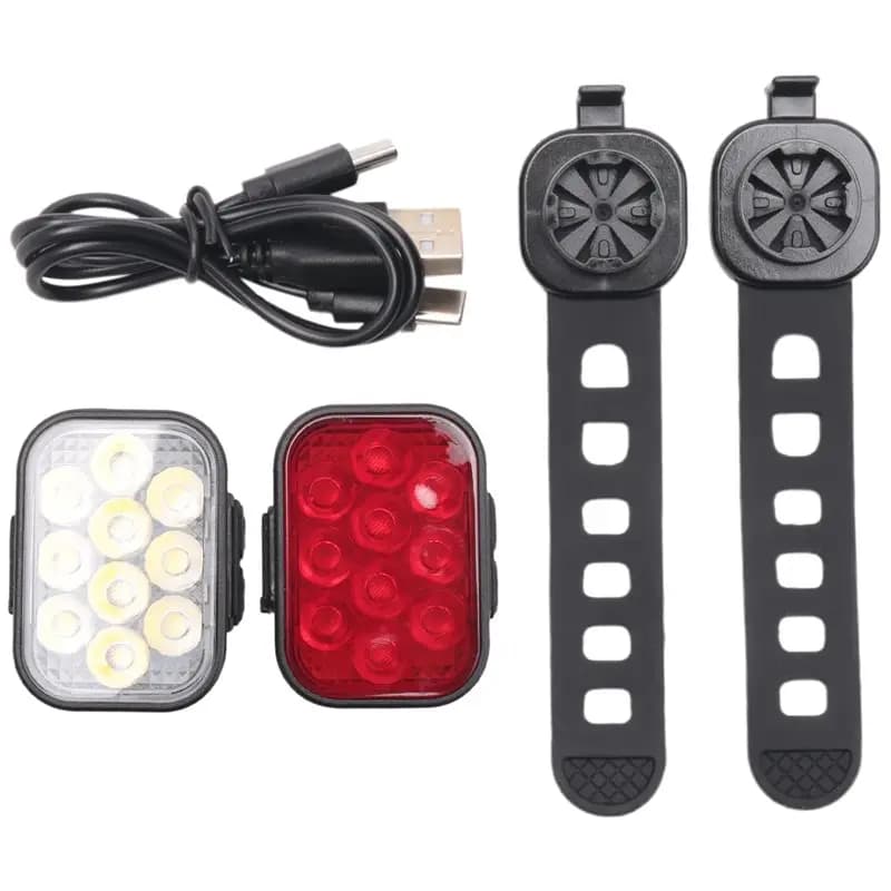 Set di luci per bici economico, anteriore e posteriore, ricaricabile tramite USB, per casco da mountain bike, faro anteriore e fanale posteriore per bici da strada