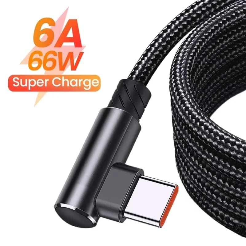 Cavo di Ricarica USB Tipo C a 90 Gradi 66W 6A per Ricarica Rapida per Gaming Compatibile con Huawei Xiaomi 14 Redmi Honor OPPO Realme POCO