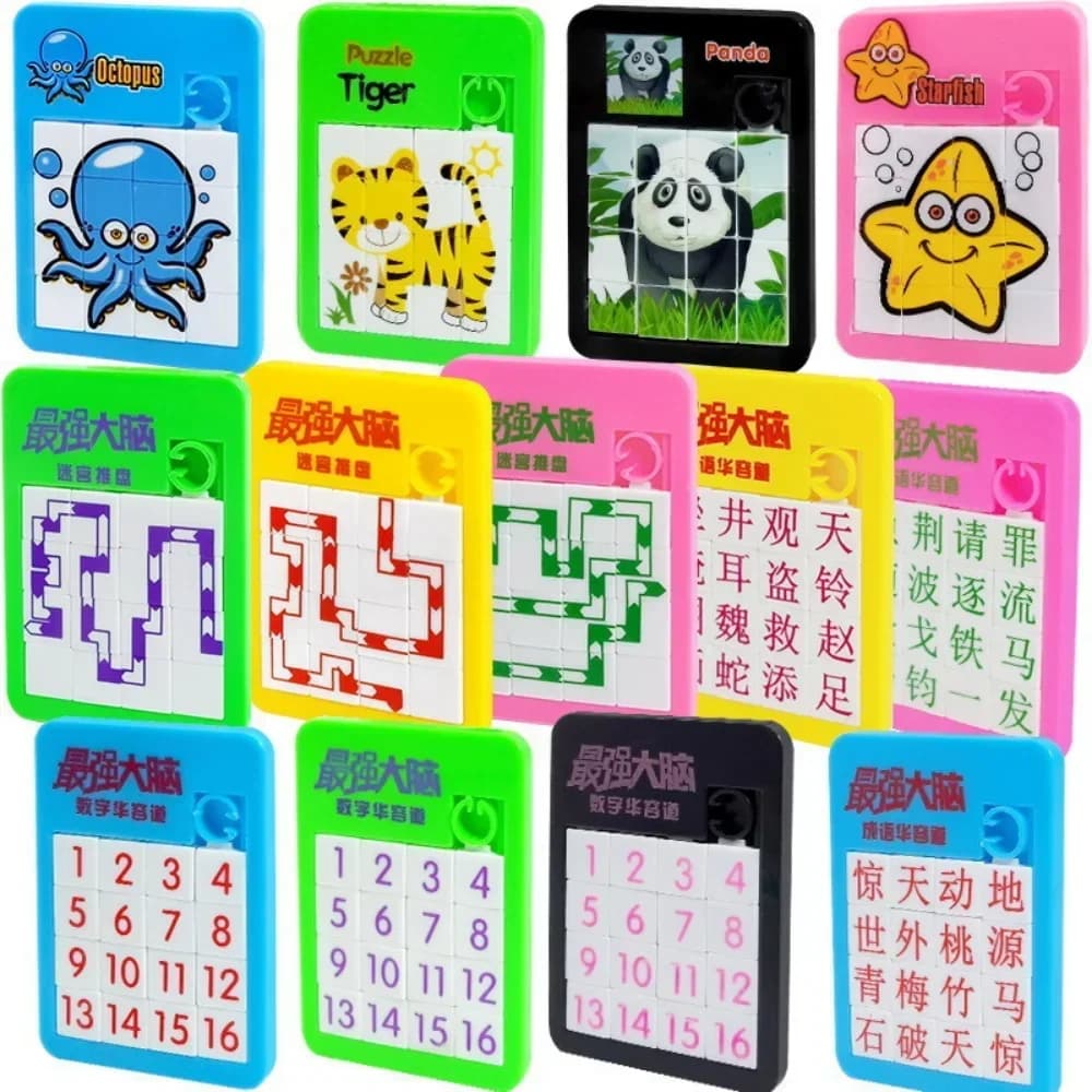 Puzzle di plastica in movimento scorrevole prima educazione animale Puzzle per bambini giocattolo scuola scuola materna regalo regali per giochi per bambini