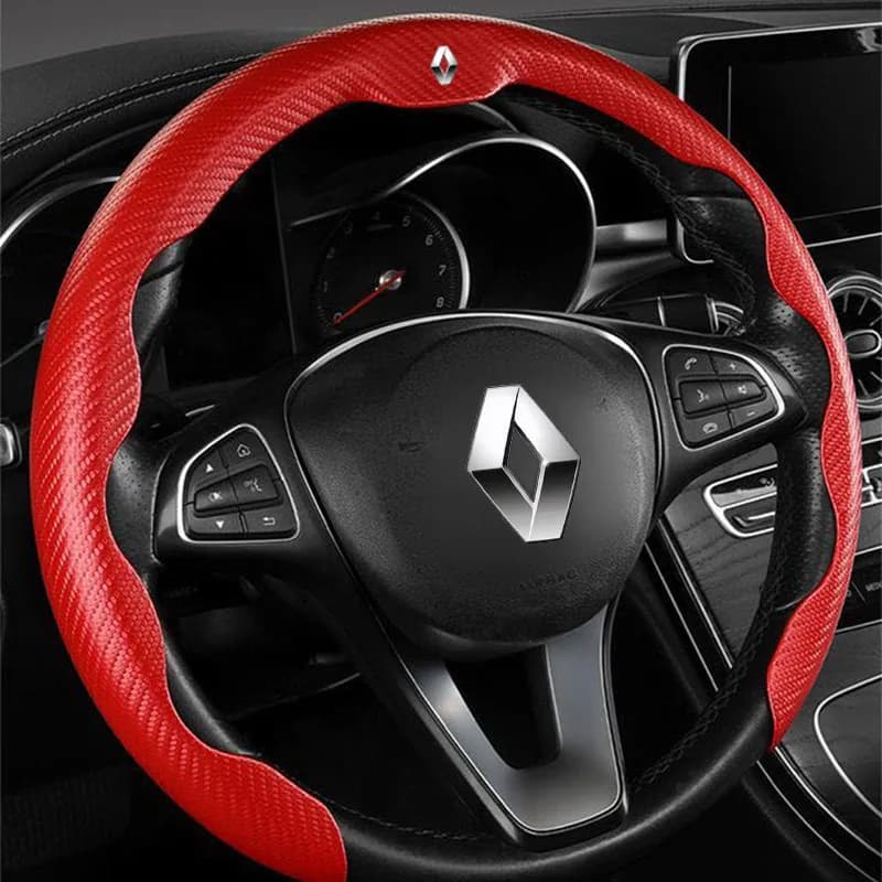For Renault Carbon Fiber Texture Steering Wheel Cover For Renault Clio Fluence Megane Laguna Talisman Captur Kadjar Kaptur Koleo