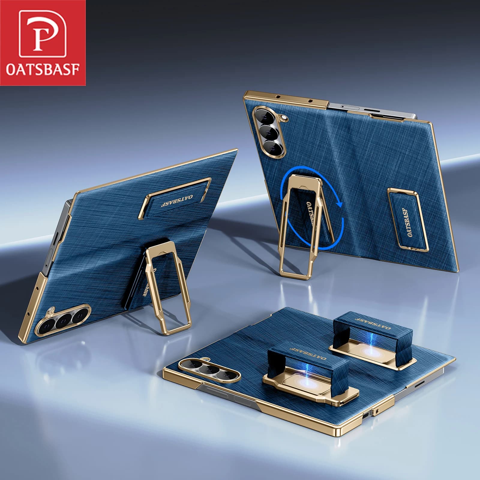Custodia in pelle Oatsbasf a doppia tracolla per Samsung Galaxy Fold 7 con supporto a 360° ° Copertura protettiva antiurto girevole