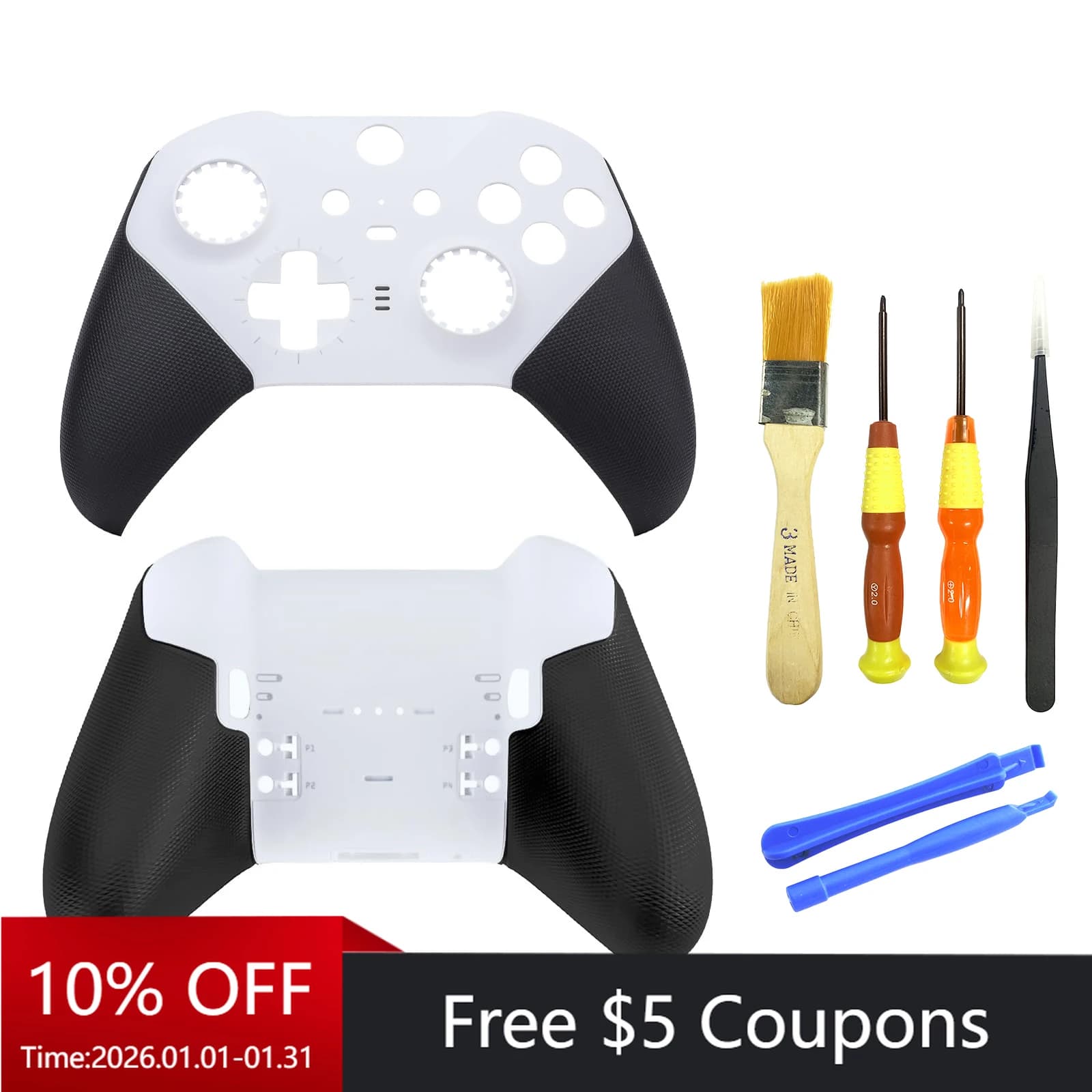 Kit di Sostituzione Scocca Anteriore e Posteriore per Controller Xbox Elite Serie 2 - Include Frontalino, Copertura Impugnatura e Strumenti di Riparazione