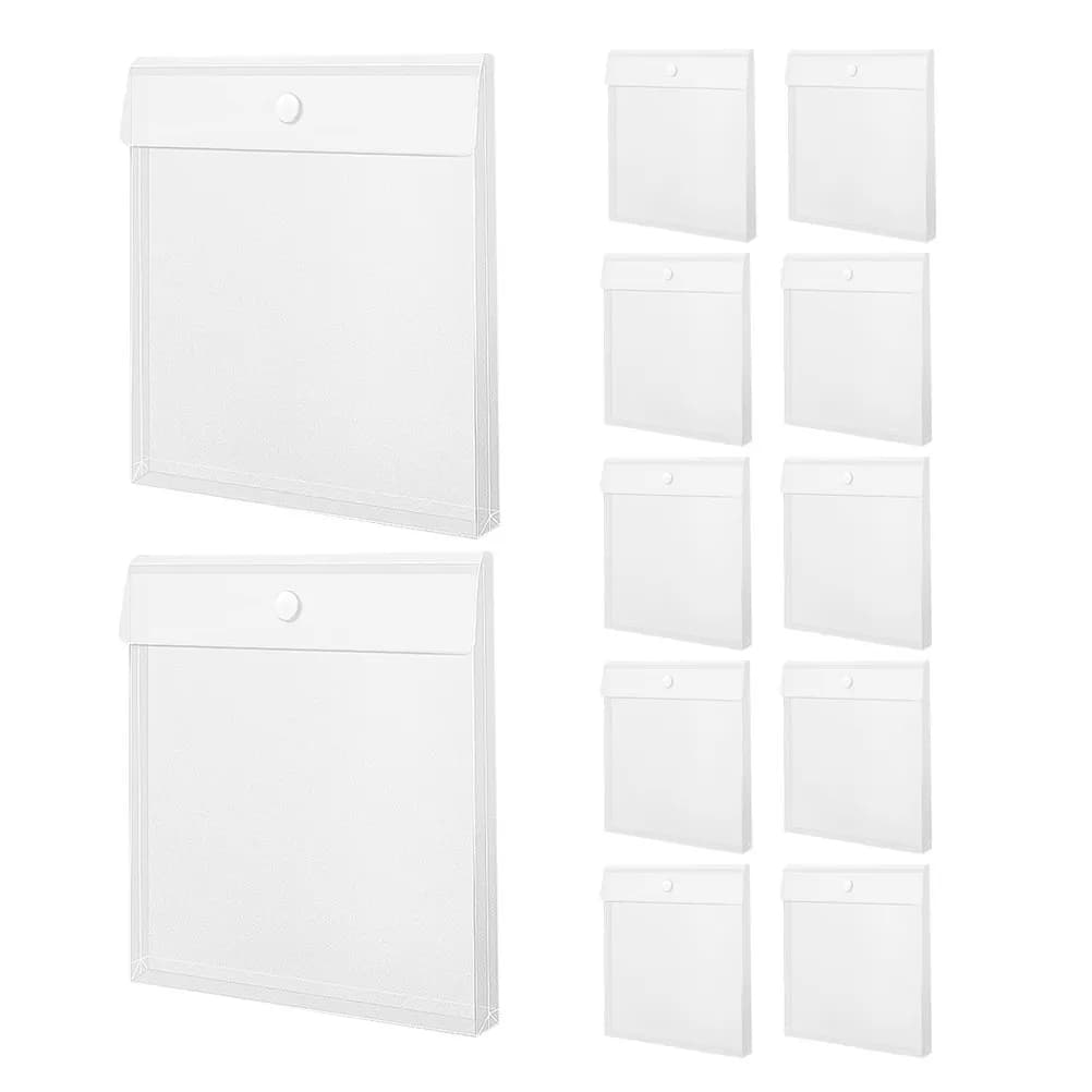12Pcs Transparent Paper Storage Bags Scrapbook Vinyl Photo Organizers Plastic Document Folders Craft Paper Supplies File Bag
