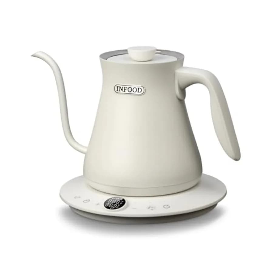 0.8L Gooseneck Electric Kettle Precise Temperature Control for Pour Over Coffee and Tea 1200W Fast Boiling Water Auto Shut Off
