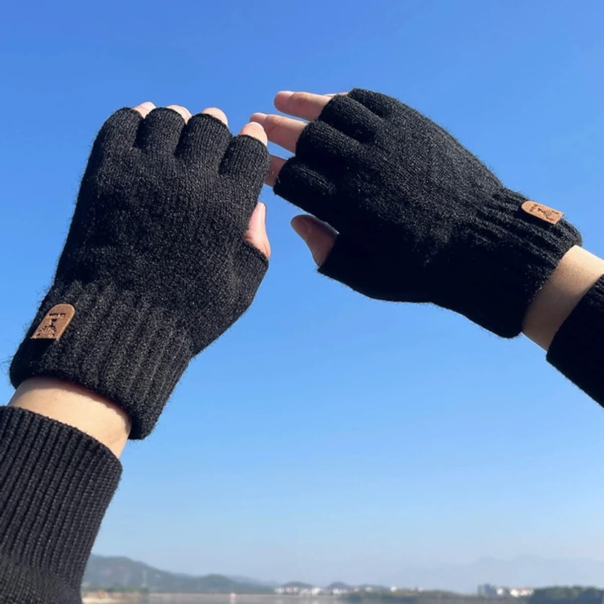 Guanti mezze dita lavorati a maglia alla moda caldi autunno inverno uomo donna guanti casual per lavoro scrittura o touch screen