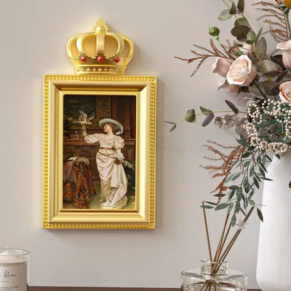 Stampo in silicone per cornice portafoto con design a corona, antiaderente, ovale/quadrato/a forma di cuore, per fai da te, decorativo, classico, in resina epossidica
