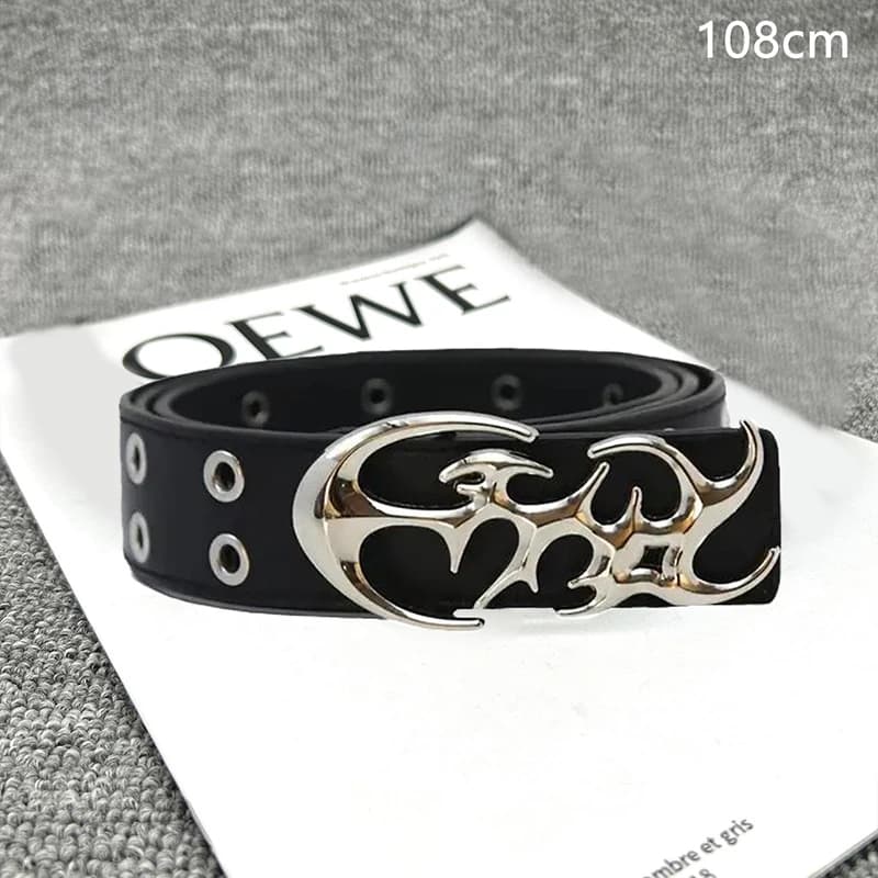 108cm Stylish Hollow PU Leather Waist Belts Fashion Punk Belt For Men Trendy Clothing Accessories Versatile Casual Belts Gifts