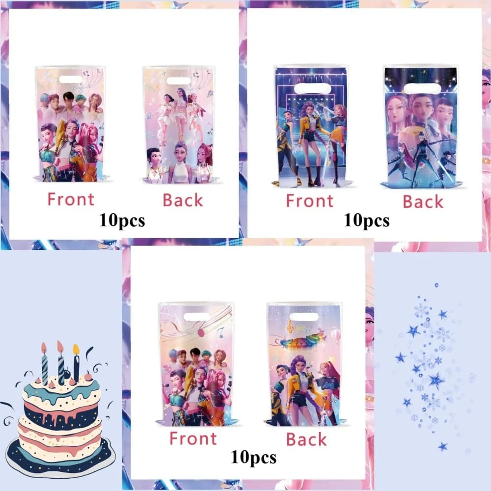 Set di Stoviglie per Feste K-pop in Stile Cartone Animato, Decorazioni da Tavola per Compleanno in Stile Anime, Set Regalo Portatile per Feste di Ragazze