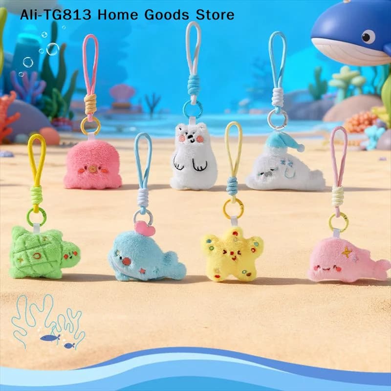 Simpatico Peluche a Forma di Animale Marino, Mascotte, Giocattolo Imbottito, Portachiavi, Ciondolo, Cordino, Ornamento da Appendere alla Borsa, Charm per Zaino, Regalo per Bambini