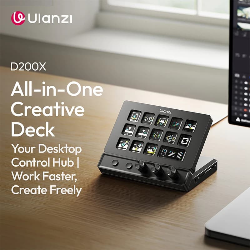 Ulanzi D200X Postazione Creativa All-in-One per Creatori di Contenuti, Tasti Personalizzabili per Editing Video e Ritocco Foto, Compatibile con Windows e Mac