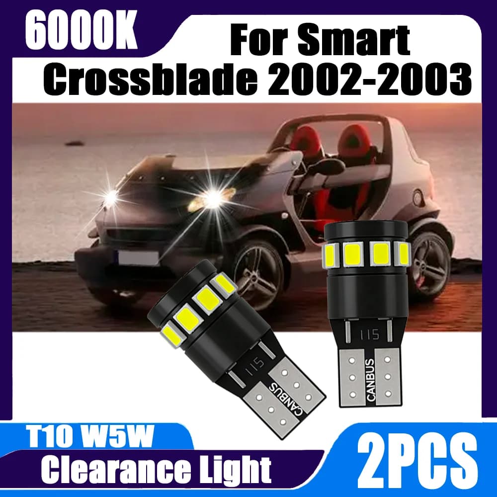 2 Pezzi Mini Luci LED T10 W5W Canbus 6000K Bianche, Luce di Posizione 12V 24V Plug and Play per Smart Crossblade 2002-2003