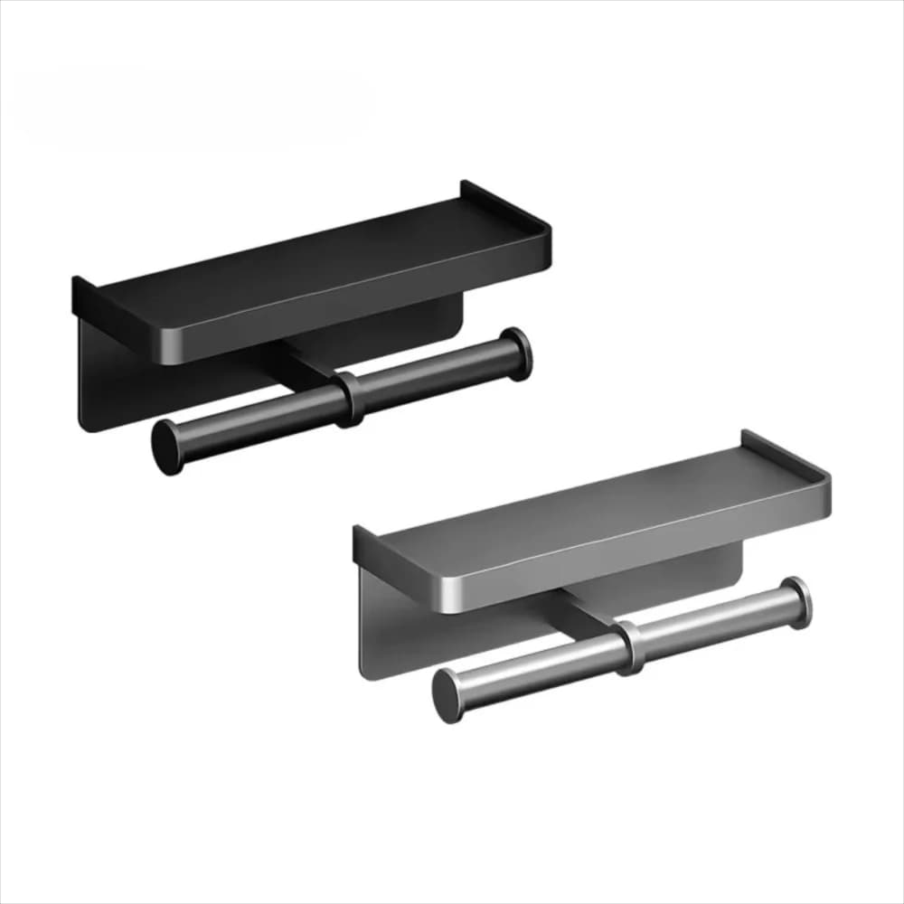 Durable Wall Mounted Paper Roll Storage Shelf Aluminum Alloy Versatile Toilet Paper Holder Tissue Roll Holder Bathroom