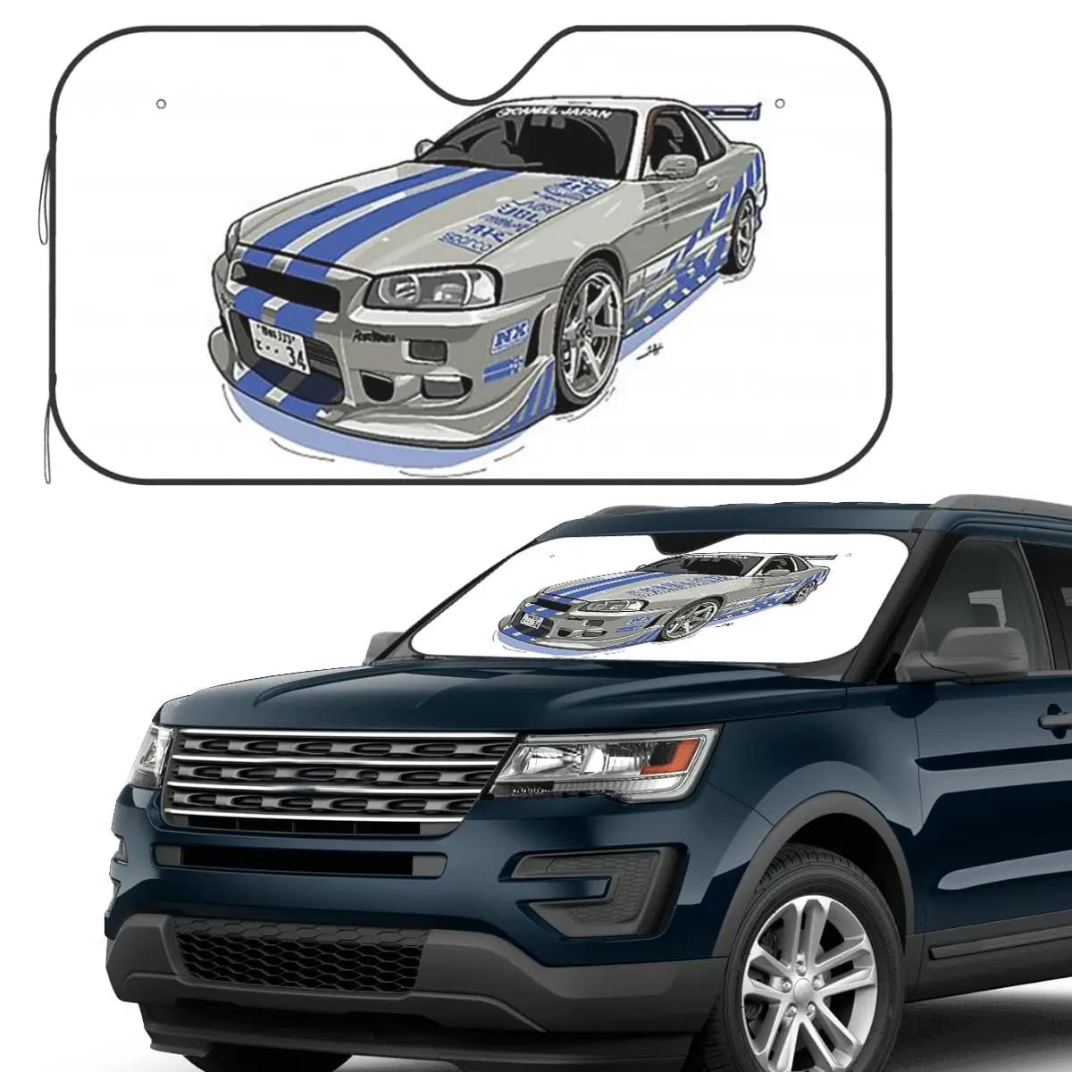 Coperture per accessori per visiera parasole per parabrezza anteriore per auto Fast And Furious Skyline