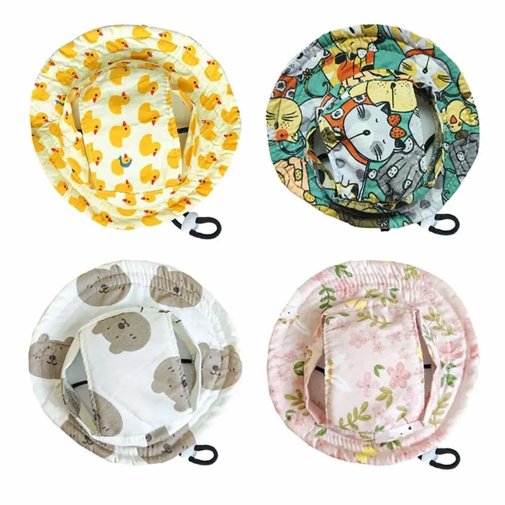 Fashion Adjustable Pet Sun Hat Breathable Outdoor Cat Sunscreen Hat Cat Dog Travel Pet Fisherman Hat