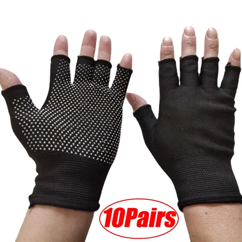 5/10Pairs Cycling Gloves Non-slip Touchscreen Half Finger Gloves Nylon Summer Outdoor Fitness Breathable Motorcycle Gloves