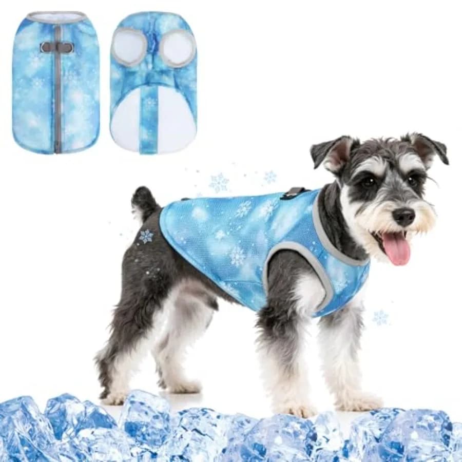 Gilet rinfrescante per cani, protezione solare, facile da indossare e togliere, camicia rinfrescante per animali domestici con cerniera e anello per guinzaglio, traspirante, estivo, ad asciugatura rapida