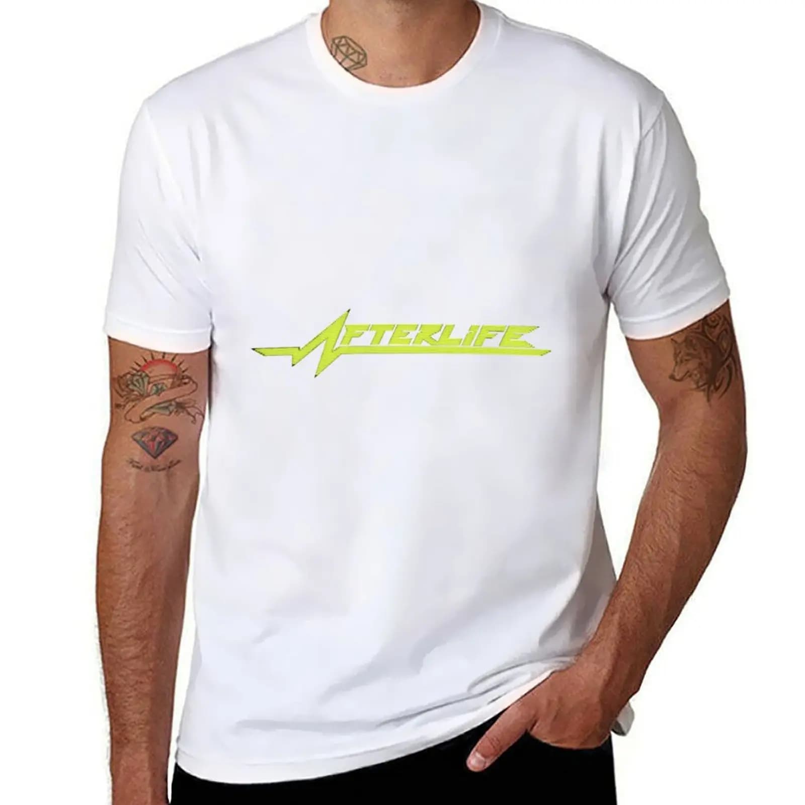 T-shirt Sign Neon Afterlife, maglietta da lavoro casual resistente
