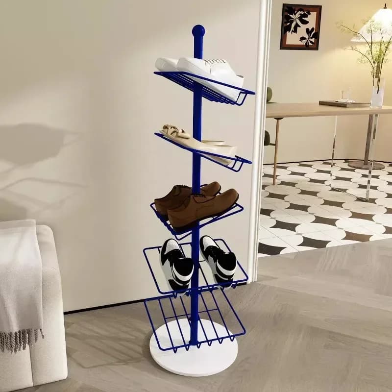 Multi-Tier Narrow Entryway Shoe Organizer Minimalist Modern Shoe Shelf With Slanted Design Space-Saving Slippers Rack Furniture