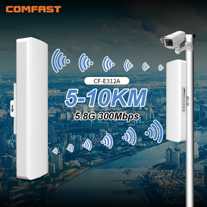 COMFAST 5KM 5GHz 300Mbps Outdoor CPE Wifi Access Point Wireless Wi Fi Router Extender Bridge Nanostation 2*14dbi Antenna booster