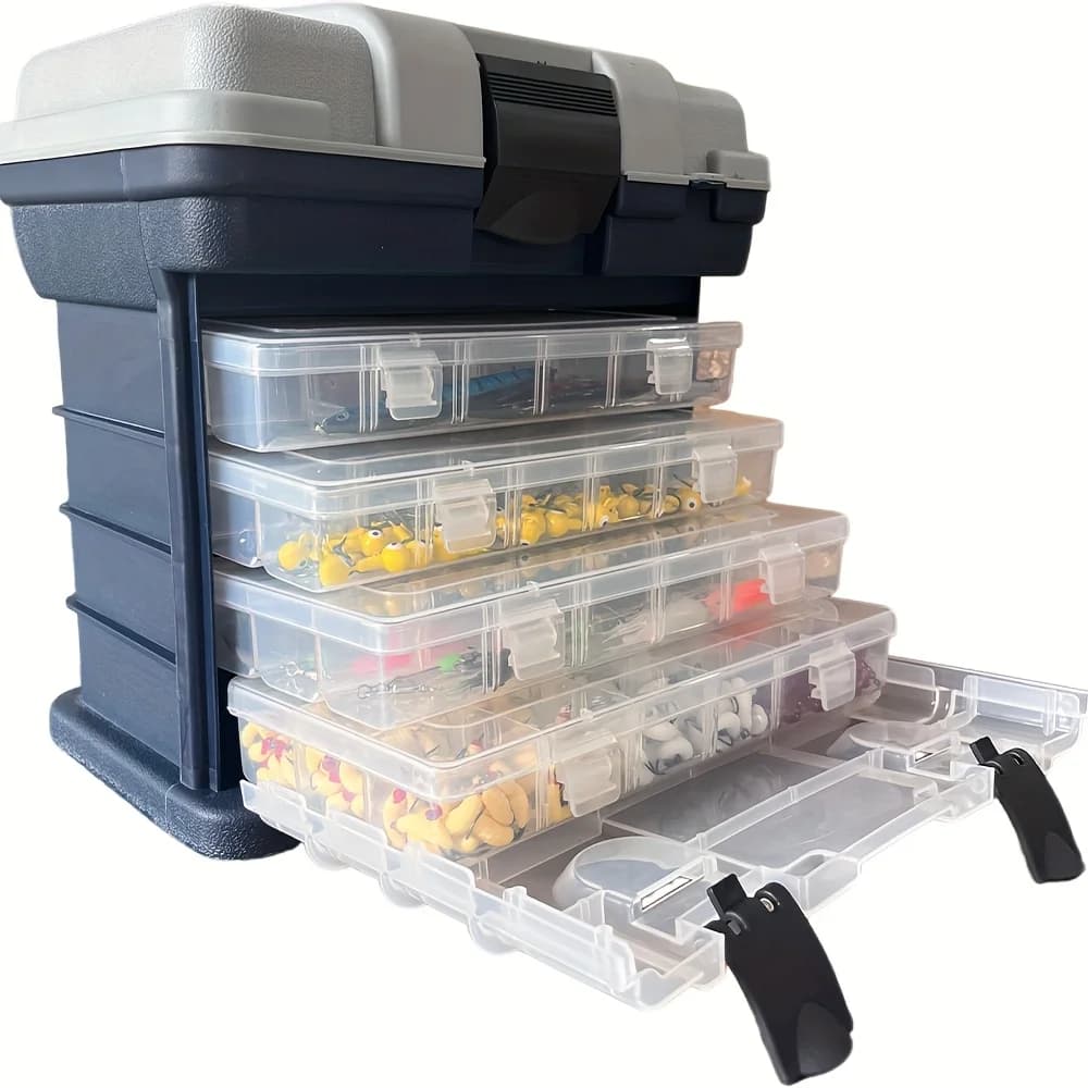 4 Layer Fishing Equipment Box, Portable Esche Case, Multi-Dispenser Organizer, Portable Outdoor Equipment Container