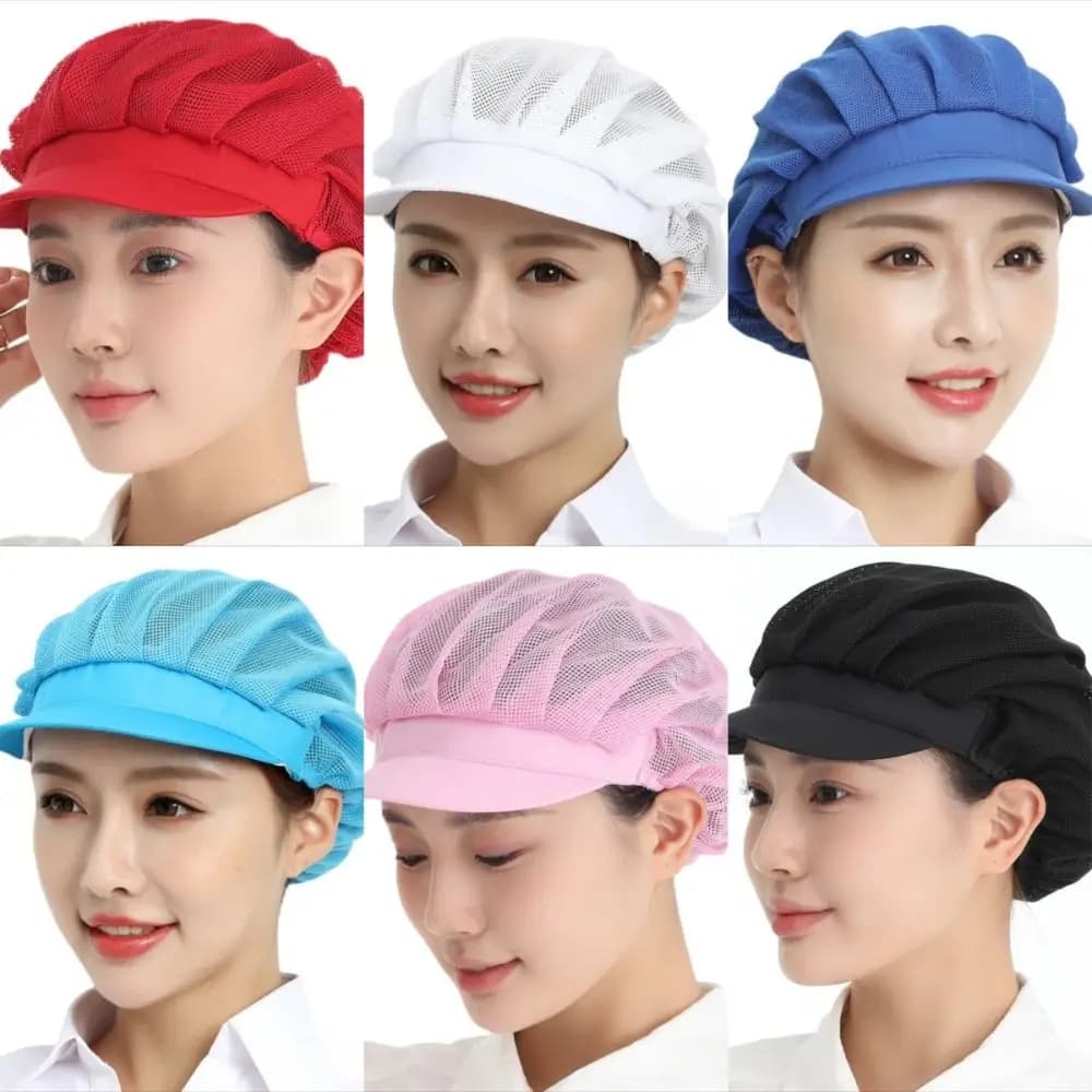 Dustproof Chef Work Hat Breathable Cotton Material Kitchen Work Cap Hair Drop Prevention Oil Resistant Food Preparation Cap