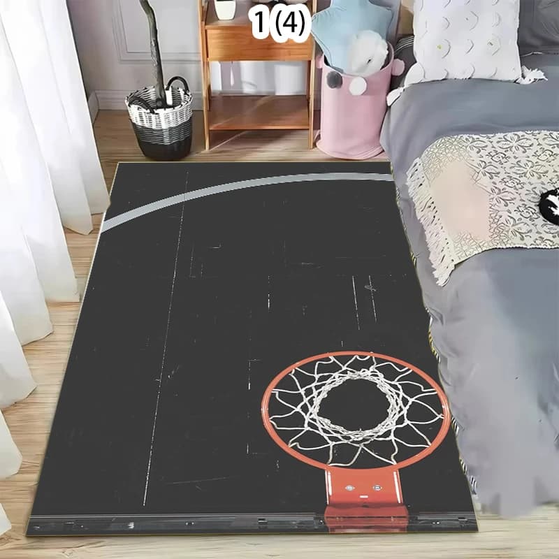 Tappeto Antiscivolo con Illusione di Campo da Basket per Soggiorno, Ingresso, Cucina, Cameretta, Sala Giochi, Arredamento Sportivo per la Casa