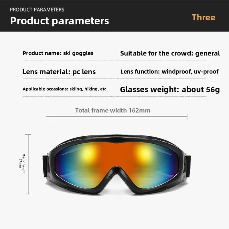 Occhiali da Sci Monostrato Antiappannamento, Occhiali da Moto, Occhiali Invernali per Snowboard e Sci, Maschera da Sci Antivento per Sport all'Aperto