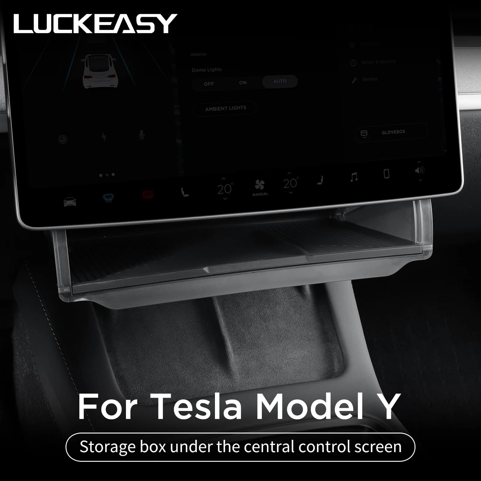 LUCKEASY for Tesla Model Y 2024/Model 3 2021-2022 Under The Central Control Screen Car Storage Box Hidden Storage Case Tray