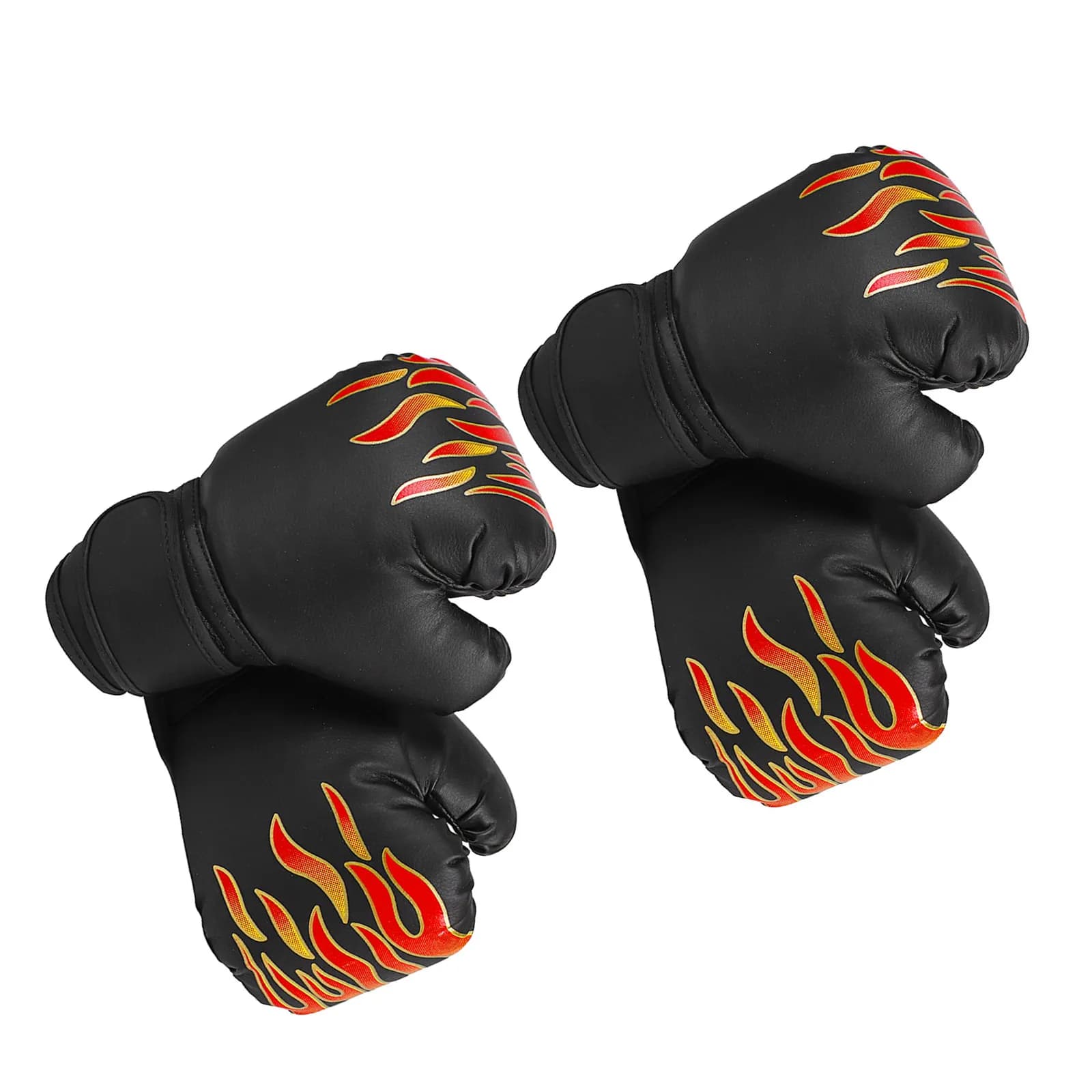 2 Boxing Gloves Paia for Children, Training Gloves with Flame Graphics, PU Eva padded, Breathable inner lining for Gym and Club