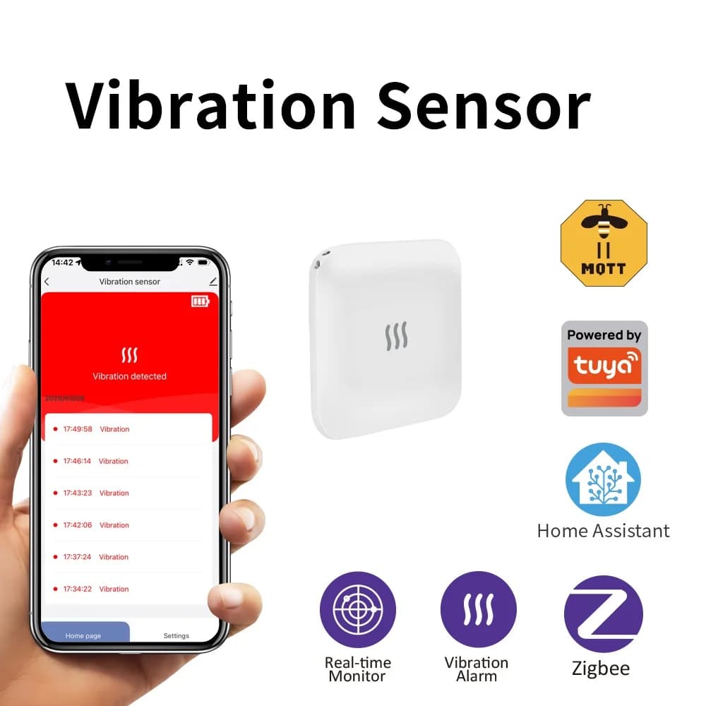 Sensore di Vibrazione Lincukoo Zigbee3.0, Sensore Intelligente Tuya per Casa, Compatibile con ZIGBEE2MQTT per Rilevamento di Porte, Finestre e Casseforti
