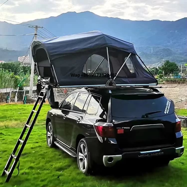 Tenda da Tetto per Auto in Alluminio per 2-4 Persone, 4x4 Fuoristrada, Campeggio all'Aperto, Apertura Laterale, Guscio Morbido RTT