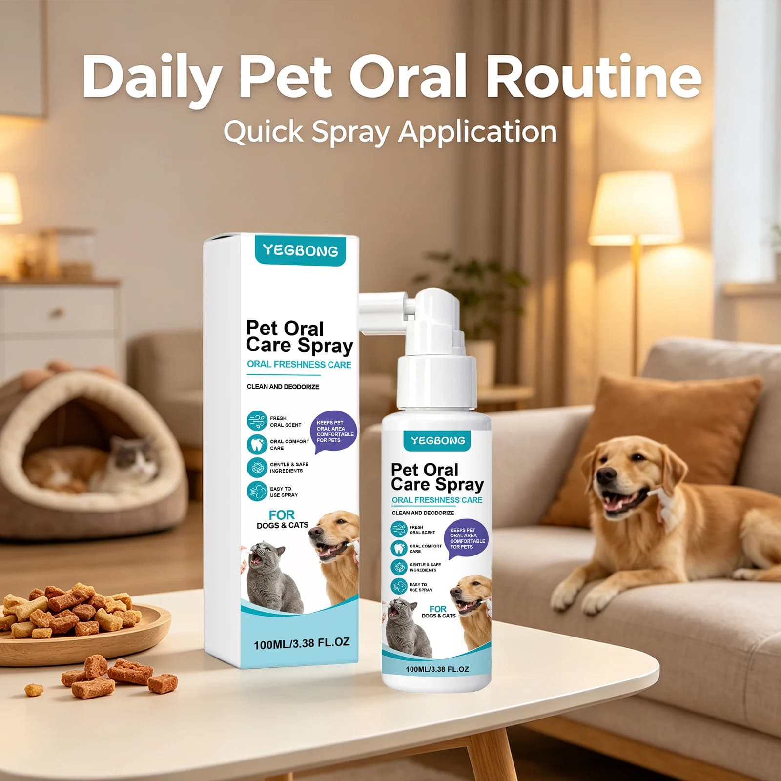 Pet Oral Care Spray Removing Dental Plaque & Tartar Freshen Bad Breath Protect Gums Refreshing Dogs & Cats Teeth Cleaning Spray