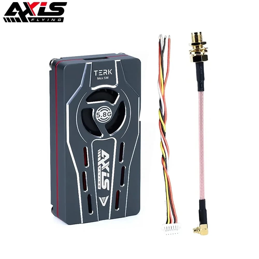 Trasmettitore Video Analogico Axisflying TERK 5.8G 5W con OSD, 7-36V DC 25mW/400mW/1W/5W per Droni FPV Freestyle RC a Lungo Raggio