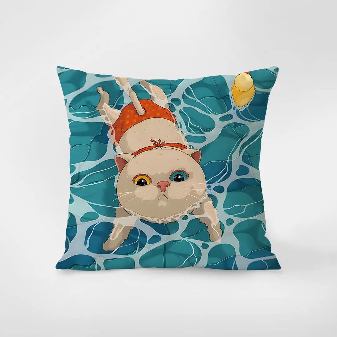 Fodera per cuscino lombare con simpatico gatto dei cartoni animati, federa per divano a forma di animale per soggiorno e decorazioni per showroom