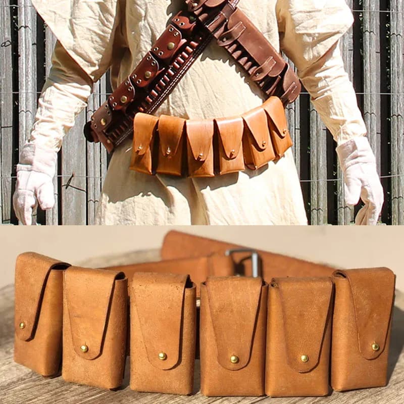 Steampunk Tusken Sand People PU Custodia da cintura in pelle Cavalleria Bandoliera Borsa per cartucce Raider Fanny Pack Accessorio per costume cosplay
